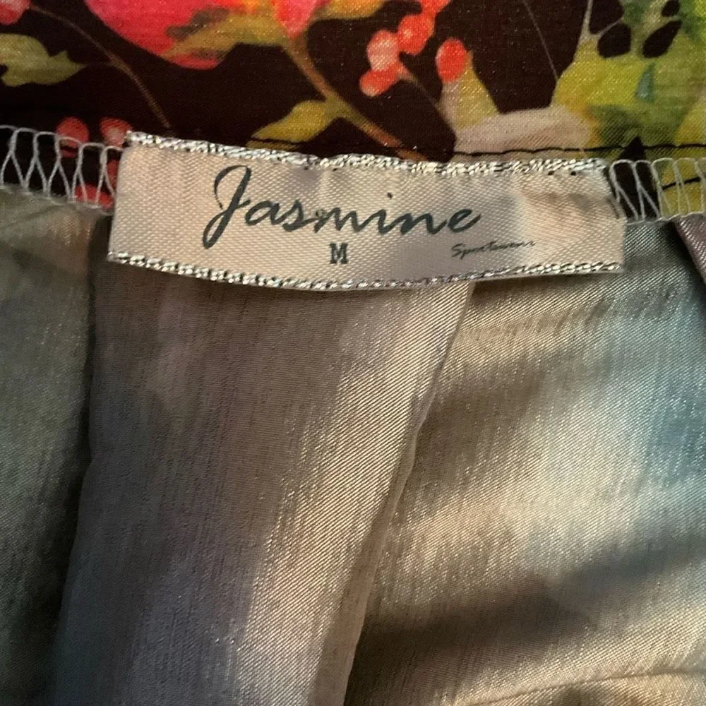 Jasmine High Low Skirt Waist Sash Brown Red Orange Pink Floral Junior Medium